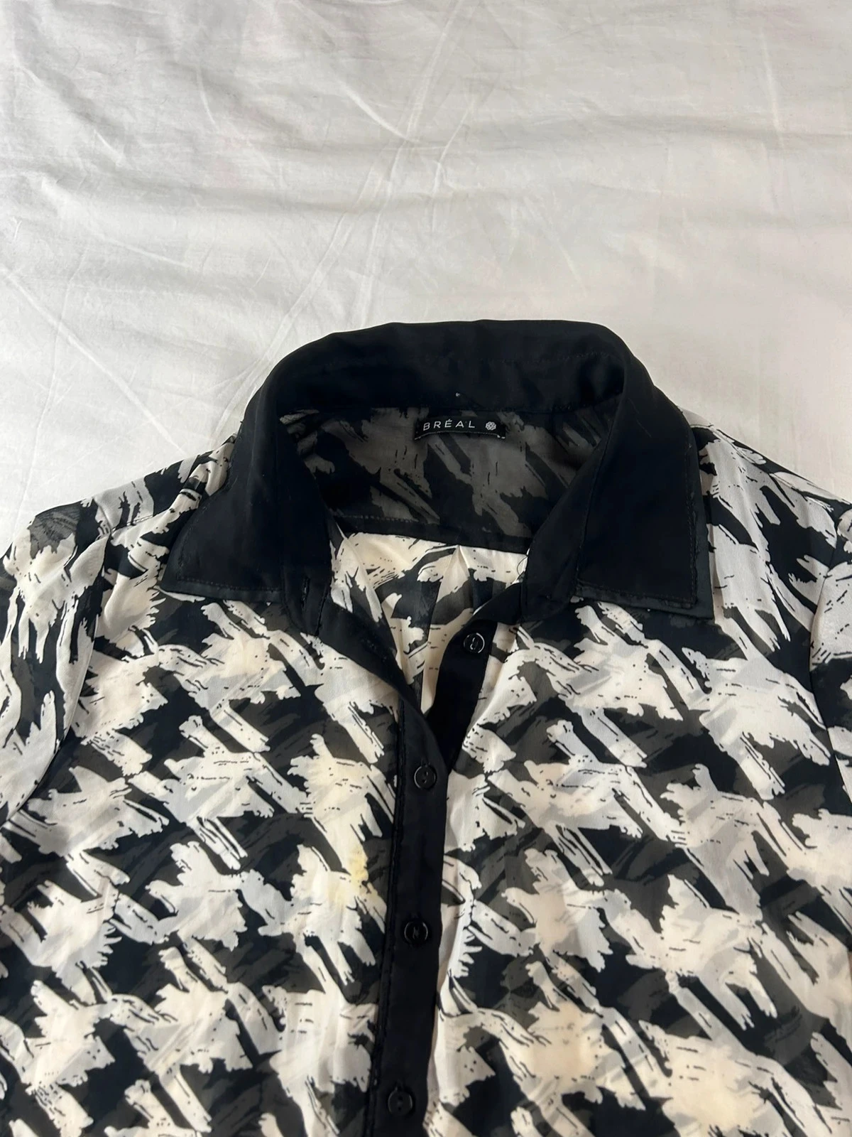 Camisa con motivos negro y blanco Bréal efectos transparentes vintage – photo 5